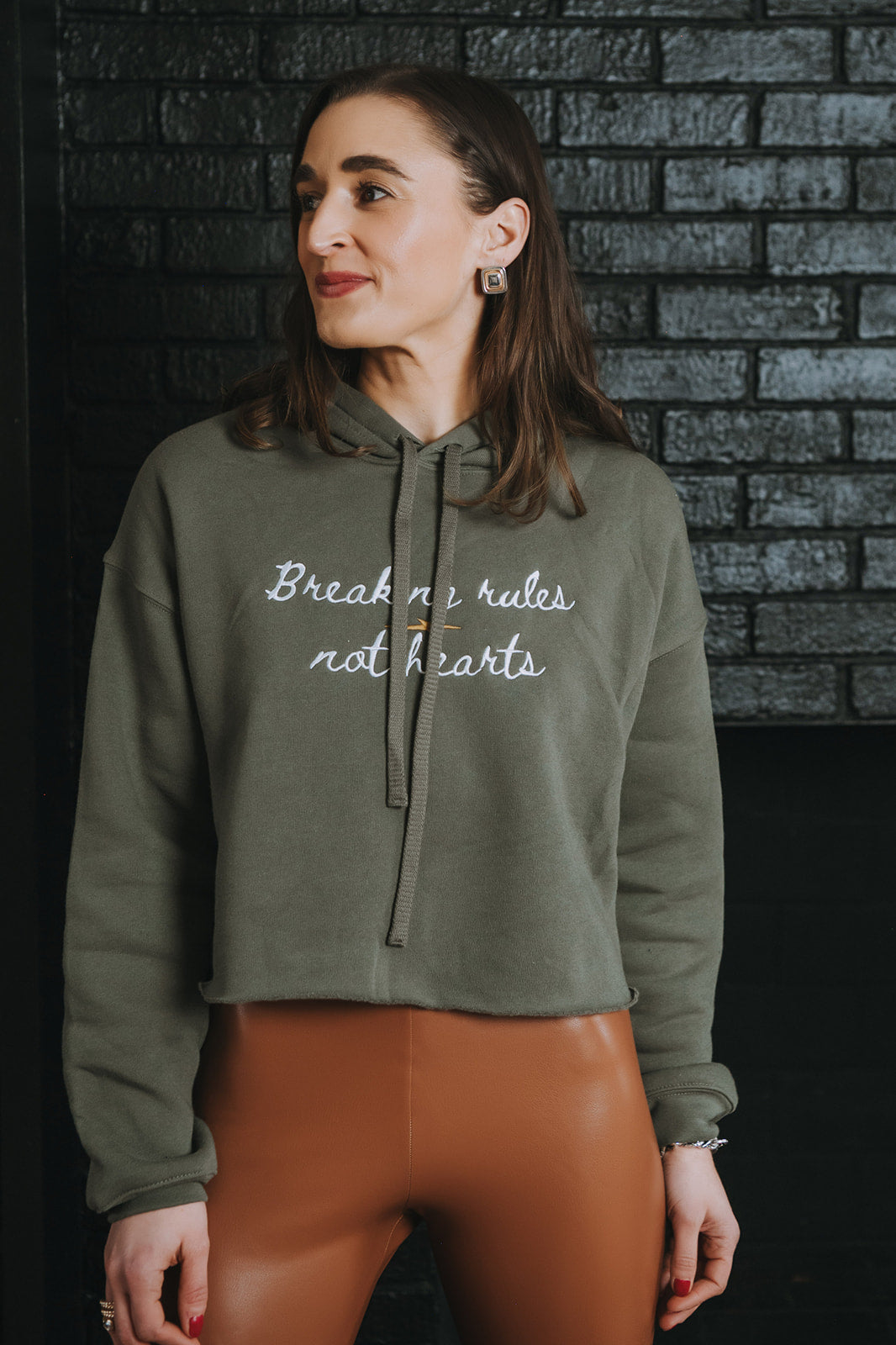 Breaking Rules Not Hearts | Cropped Hoodie