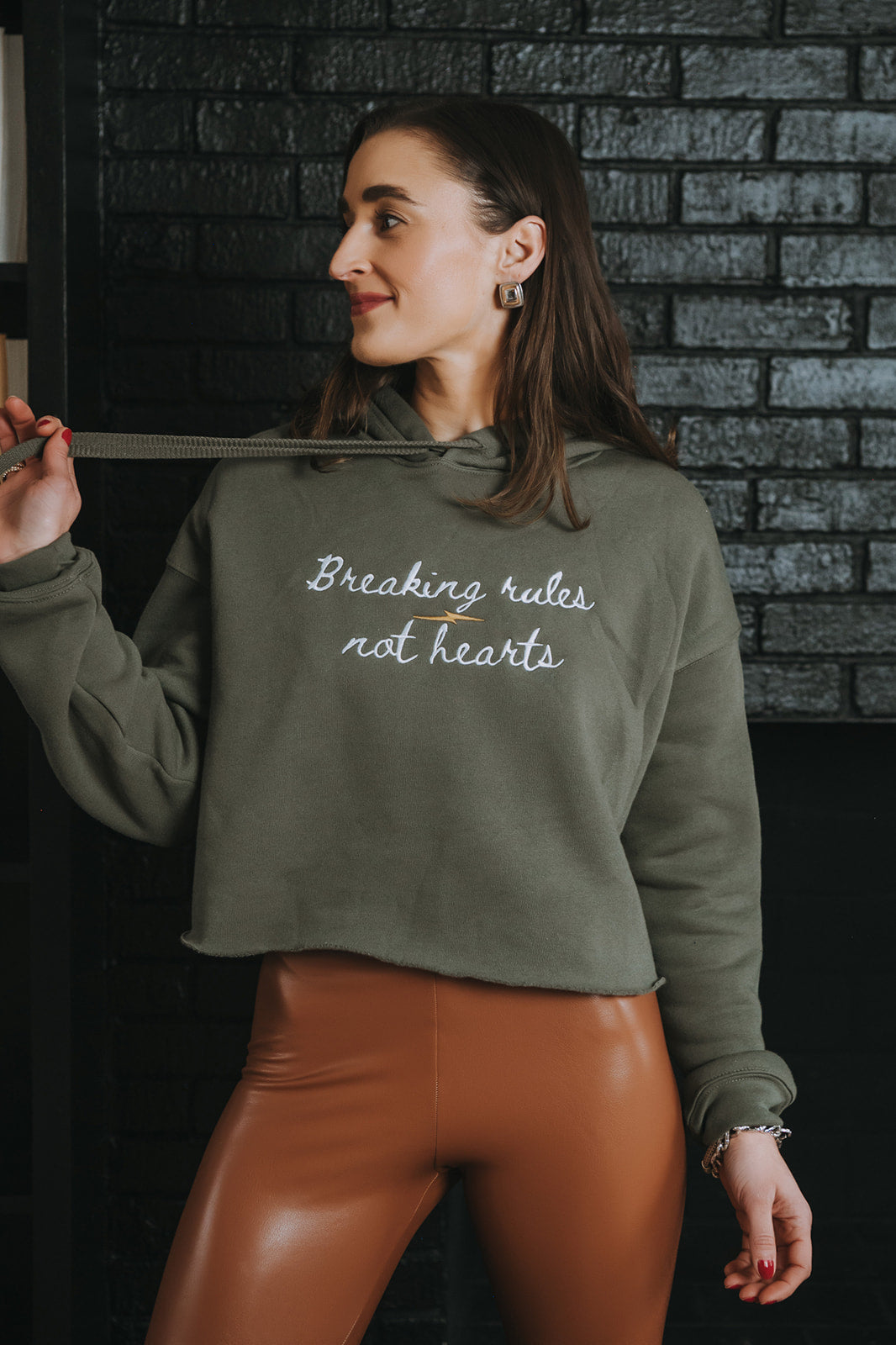 Breaking Rules Not Hearts | Cropped Hoodie